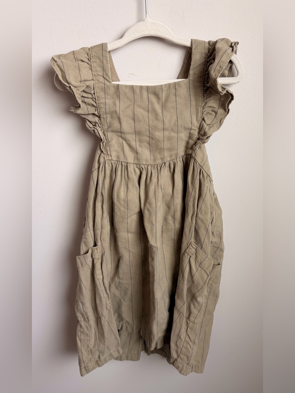 Zara Kids Ruffle Strap Dress in Olive Green